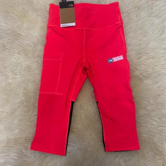 NWT $85 THE NORTH FACE Women XS Capri Leggings Tights Running Gym Yoga NEON PINK - Picture 9 of 13